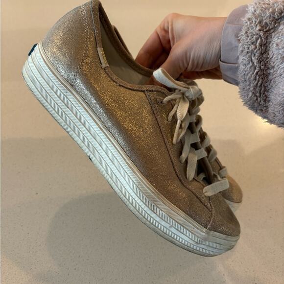 keds tripe kick glitter suede sneakers size 7.5 - Picture 6 of 9